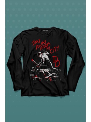 Kendim Seçtim Stay Away From My City Dd Halloween Cadılar Bayramı Uzun Kollu Tişört Baskılı T-Shirt