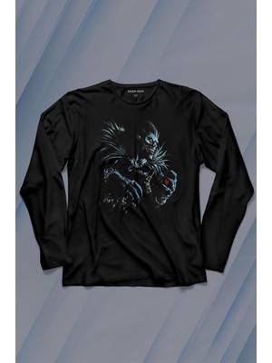 Kendim Seçtim Death Note Nighmare Canavar Silüeti Dizi Anime Uzun Kollu Tişört Baskılı T-Shirt