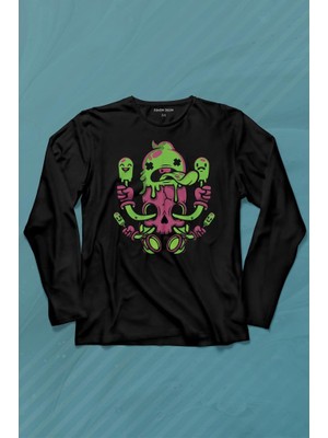 Kendim Seçtim Icecream Skull Dondurma Kurukafa Street Wear Uzun Kollu Tişört Baskılı T-Shirt