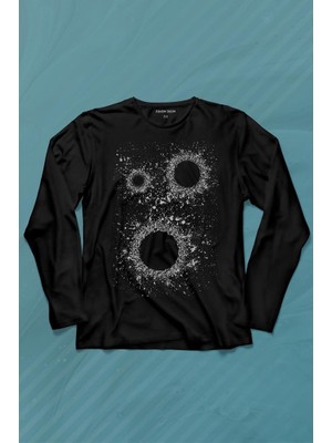 Kendim Seçtim Kara Delik Uzay Zaman Galaksi Karadelikler Cosmos Kümesi Uzun Kollu Tişört Baskılı T-Shirt