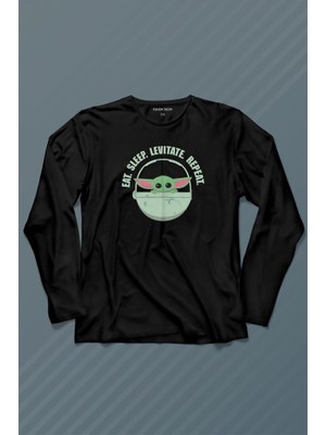 Kendim Seçtim Baby Yoda The Mandalorian Star Wars Bebek Yoda Uzun Kollu Tişört Baskılı T-Shirt