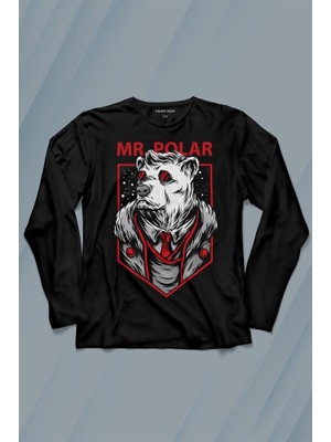 Kendim Seçtim Mr Polar Kutup Ayısı Animal Uzun Kollu Tişört Baskılı T-Shirt
