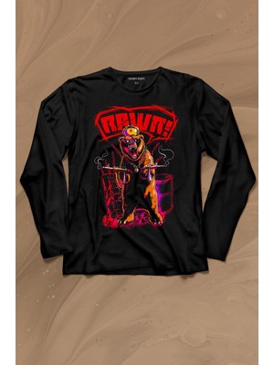 Kendim Seçtim Rawr Bear Neo Kızıl Ayı Sosyalist Animal Uzun Kollu Tişört Baskılı T-Shirt
