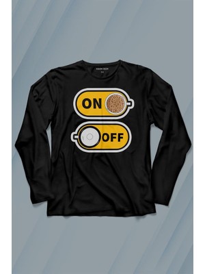 Kendim Seçtim Kahve On Off Coffee Uzun Kollu Tişört Baskılı T-Shirt