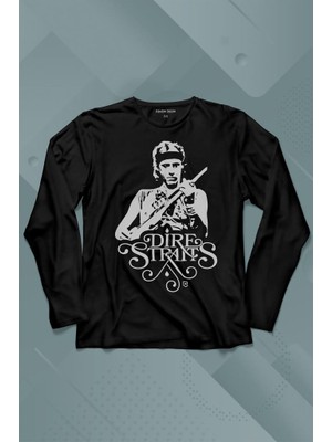 Kendim Seçtim Dire Straits David Mark Knopfler Rock Musicguitar Uzun Kollu Tişört Baskılı T-Shirt
