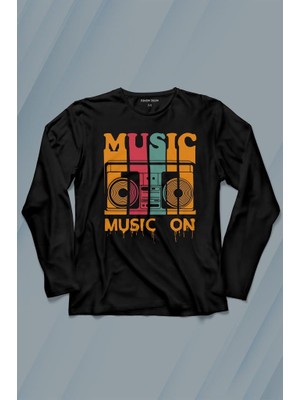 Kendim Seçtim Müzik Musicon Kaset Teyp Uzun Kollu Tişört Baskılı T-Shirt
