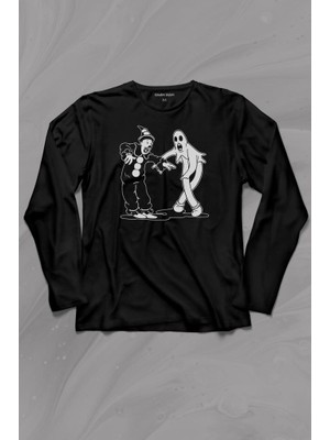 Kendim Seçtim Ghostmane Music Dans Müzik Palyaço Hayalet Uzun Kollu Tişört Baskılı T-Shirt