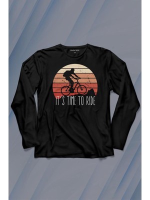 Kendim Seçtim Bisiklet Mountain Bike Time To Ride Outdoor Gezgin Travel Uzun Kollu Tişört Baskılı T-Shirt