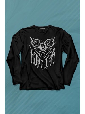 Kendim Seçtim Hopeless Gothic Umutsuz Black Karanlık Uzun Kollu Tişört Baskılı T-Shirt