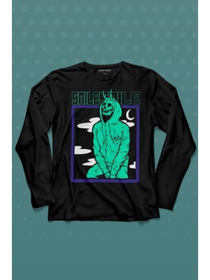 Kendim Seçtim Smile Skull Urban Wear Street Culture Kuru Kafa Y2K Uzun Kollu Tişört Baskılı T-Shirt