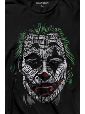 Kendim Seçtim Batman Joker Typograpyh Tipografik Silüet Uzun Kollu Tişört Baskılı T-Shirt