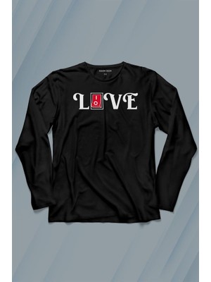 Kendim Seçtim Love Live Tipografi Anahatar Uzun Kollu Tişört Baskılı T-Shirt