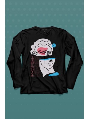 Kendim Seçtim Statue Minimal Street Culture Soft Renkler Heykel Y2K Uzun Kollu Tişört Baskılı T-Shirt