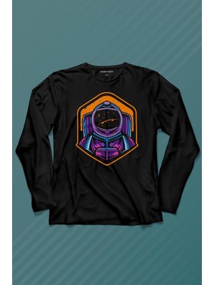 Kendim Seçtim Solana Sol Astronot Cyrpto Coin Logo Uzun Kollu Tişört Baskılı T-Shirt