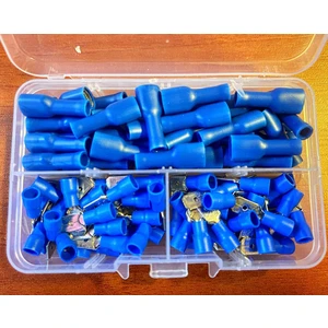 100 Parça Tam Izoleli Dışı ve Erkek Terminal Seti Kablo Pabucu Mavi (1.5-2.5 Mm2)