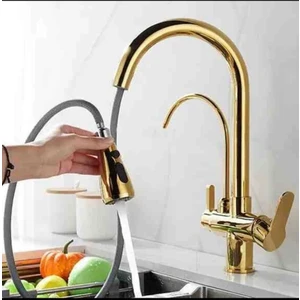 İsaoğlu Yapı Arıtmalı Mutfak Bataryası Gold Arıtmalı Spiralli Evye Musluğu Uzayan Sistem Batarya