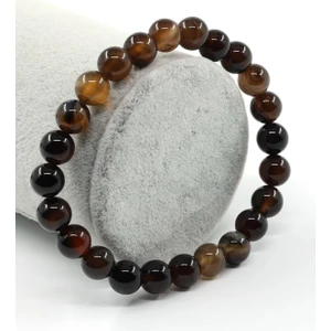 Alibaba Doğaltaş Siyah Akik Doğal Taş Bileklik 8 mm Küre Kesim