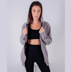 Kadın Erkek Fermuarlı Kapşonlu Polar Sweatshirt
