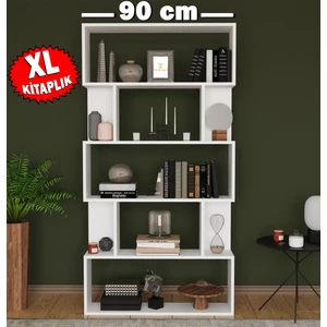XL 6 Raflı Kitaplık Beyaz