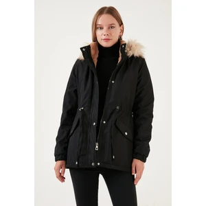 Regular Fit Suni Kürklü Kapüşonlu Parka Kadın Parka 6403319