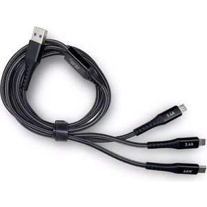 3 Çıkışlı Fast Charge 3in1 Şarj Kablosu 1.2m Type-C Micro Lightning 3'lü Kablosu