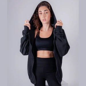 Kadın Erkek Fermuarlı Kapşonlu Polar Sweatshirt