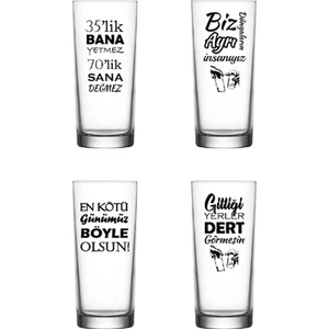 Black Bonds Rakı Sözü Baskılı Rakı Bardağı 4 Lü