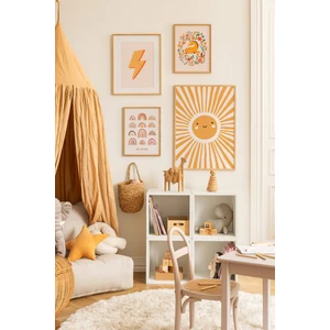 4 Parça Ahşap Çerçeve Görünümlü Mdf Tablo Seti