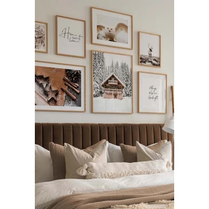 7 Parça Ahşap Çerçeve Görünümlü Mdf Tablo Seti