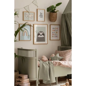 5 Parça Ahşap Çerçeve Görünümlü Mdf Tablo Seti