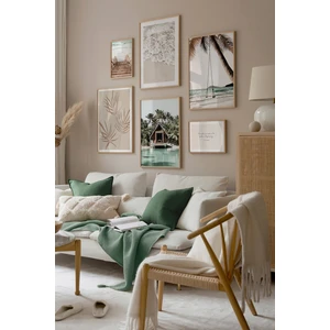 6 Parça Ahşap Çerçeve Görünümlü Mdf Tablo Seti