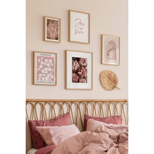 5 Parça Ahşap Çerçeve Görünümlü Mdf Tablo Seti