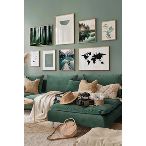 8 Parça Ahşap Çerçeve Görünümlü Mdf Tablo Seti