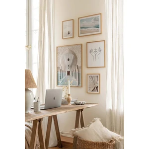 5 Parça Ahşap Çerçeve Görünümlü Mdf Tablo Seti