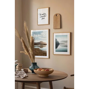 3 Parça Ahşap Çerçeve Görünümlü Mdf Tablo Seti