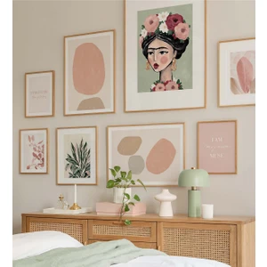 8 Parça Ahşap Çerçeve Görünümlü Mdf Tablo Seti