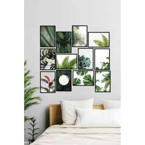 12 Parça Siyah Çerçeve Görünümlü Mdf Tablo Seti