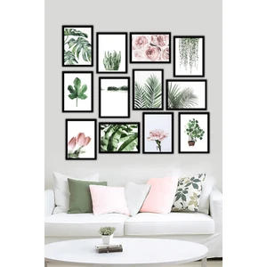 12 Parça Siyah Çerçeve Görünümlü Mdf Tablo Seti