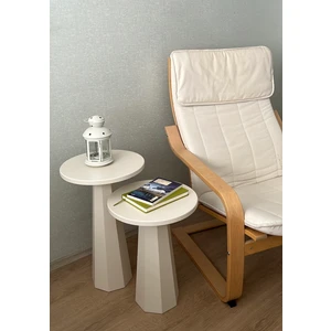 Kupp Design Lilyum Mantar Sehpa İkili Set Krem (57+47 Cm)