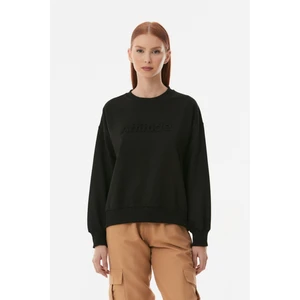 Kabartma Baskılı Bisiklet Yaka Sweatshirt