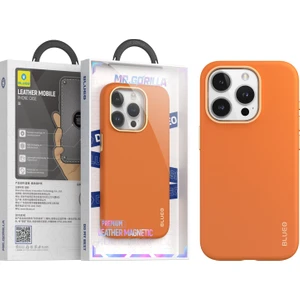 iPhone 15 Pro Max Uyumlu Deri Premium Magsafe Kılıf Turuncu