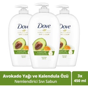 Avokado Yağı ve Kalendula Özlü Nemlendirici Sıvı Sabun - Ferahlatıcı Formül, 450 ml (3 Adet)