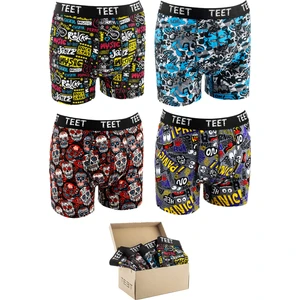 Teet Juan Raul Erkek Boxer Pamuklu Desenli 4'lü Premium Set