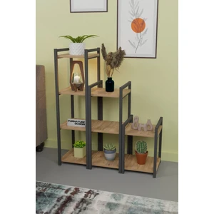 Furnature Design Metal Dekoratif Çok Amaçlı Raf 9 Raflı Banyo Mutfak Rafı Çiçeklik Organizer Atlantik Çam