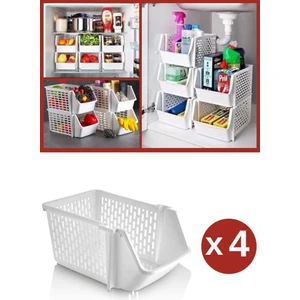 4 Katlı Ayrılabilir Mutfak Banyo Raf Düzenleyici Organizeri 4 Adet