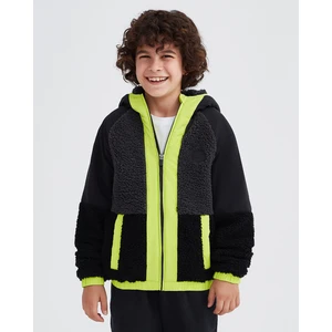 B Outdoor Fleece Full Zip Sherpa Erkek Çocuk Siyah Ceket SK232203-001