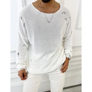 Elku Moda Kazak Naturel Örme Pamuk Tüylenmeyen Yırtık Detaylı Lazer Kesim Triko Kazak