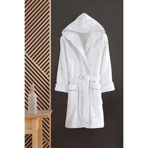 Kalpli Nakışlı %100 Pamuk Love Serisi Bornoz