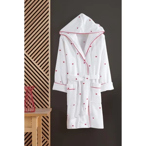 Kalpli Nakışlı %100 Pamuk Love Serisi Bornoz