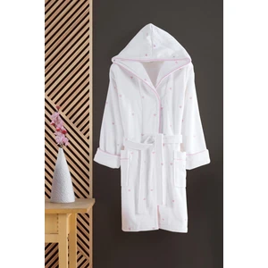 Kalpli Nakışlı %100 Pamuk Love Serisi Bornoz